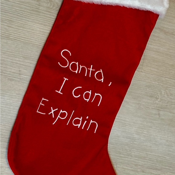 “Santa, I Can Explain” Christmas Stocking - Red/White, 17” Fun Holiday Decor - Picture 3 of 16